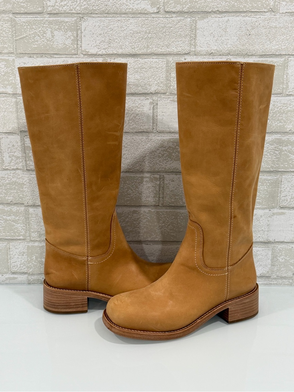 STEVE MADEN RIGGS BANANA LEATHER BOOTS - SIZE - 8.5 .US